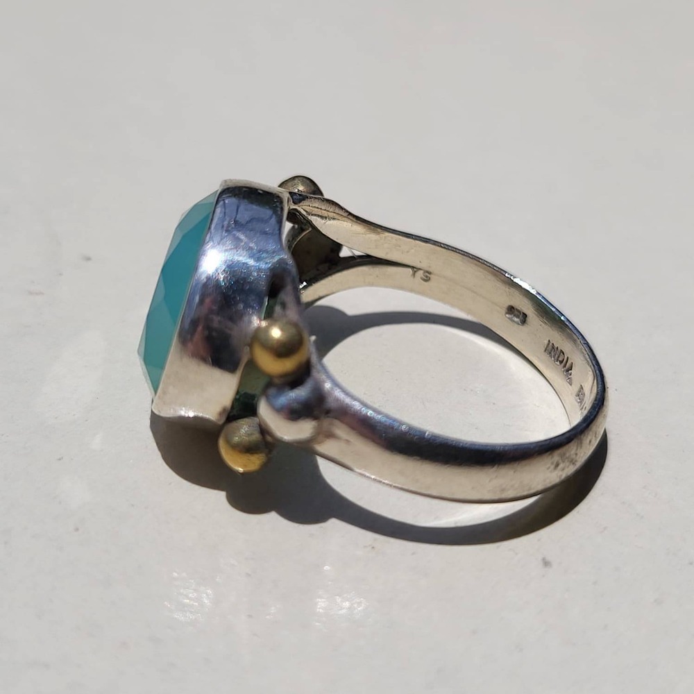 Vintage YS Chalcedony Sterling Silver Statement Ring - Picture 4 of 9